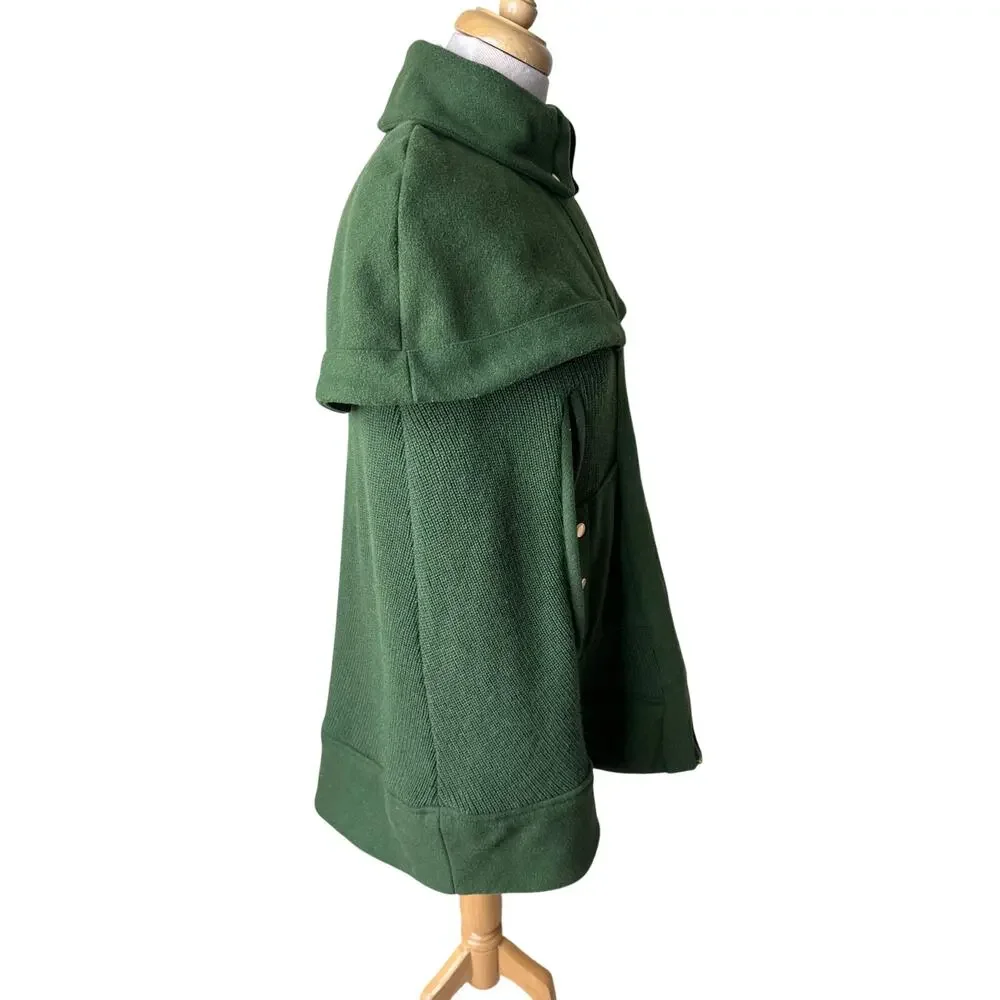 ANTHROPOLOGIE Madchen Fatigue Finery Cape Jacket Size SMALL Wool Blend GREEN - Picture 7 of 9